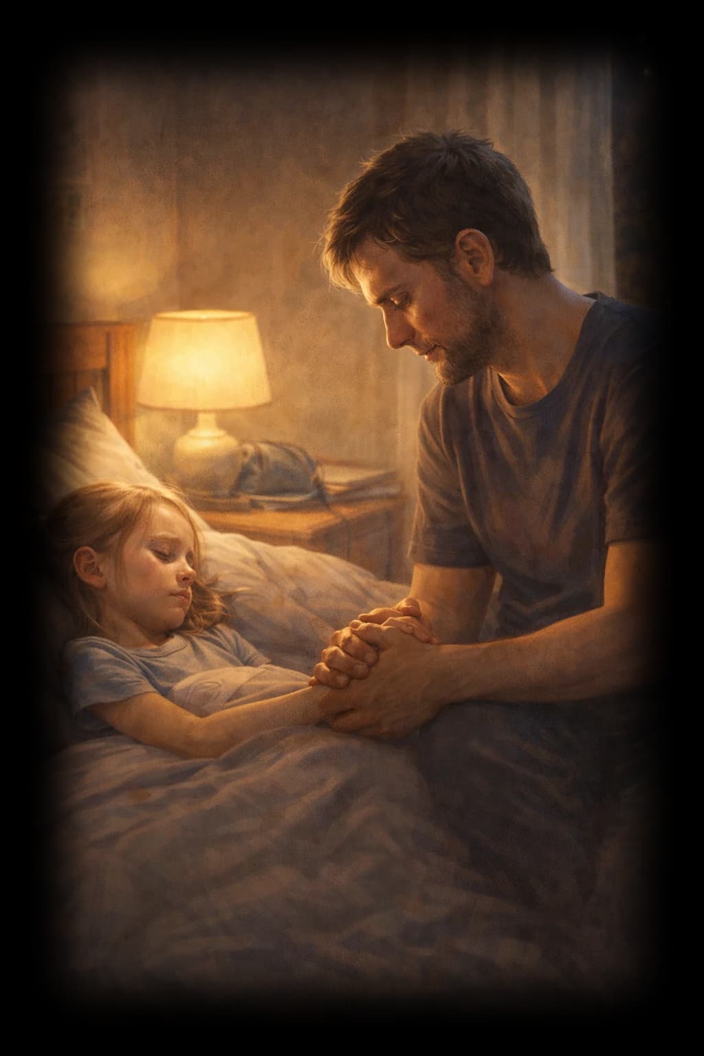 Vater hält die Hand seines kranken Kindes — du bist in dieser Situation nicht allein